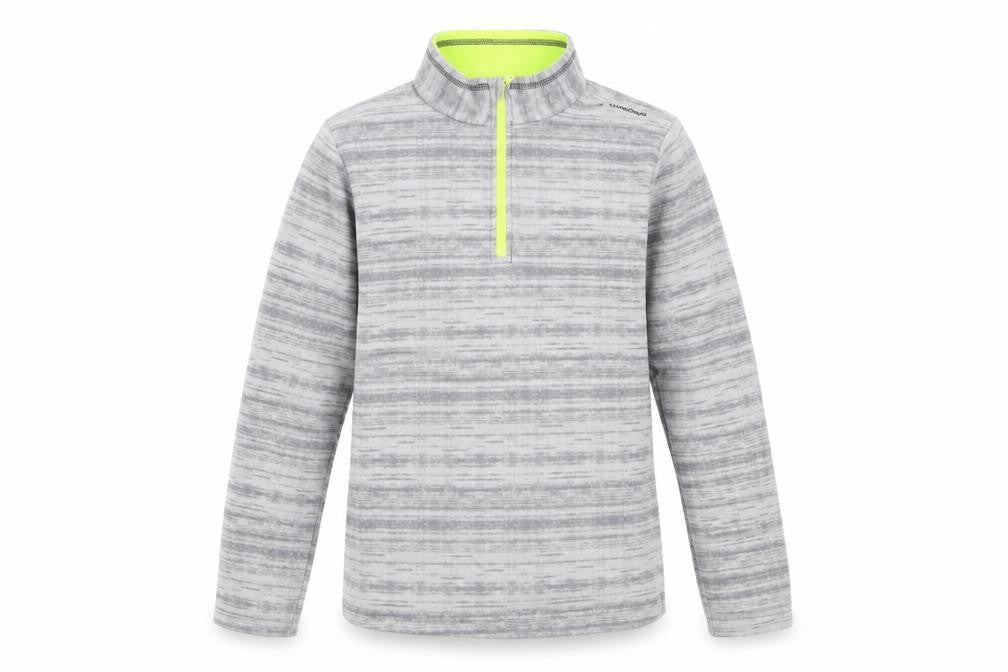 Front view of Decathlon boys’ grey 1/4 zip fleece sweatshirt 14 years