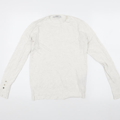 Zara Women's White Knit Pullover Jumper M