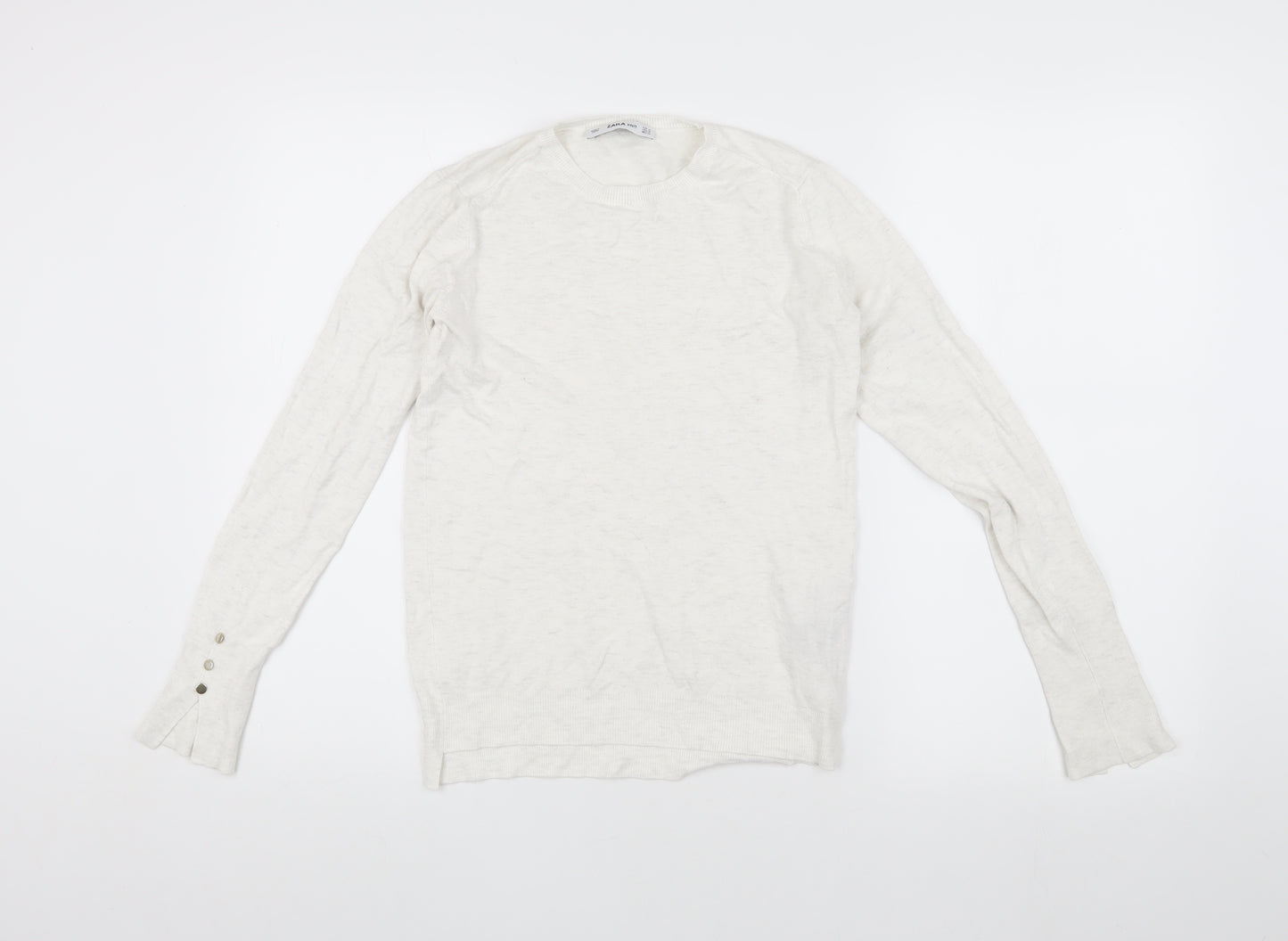 Zara Women's White Knit Pullover Jumper M