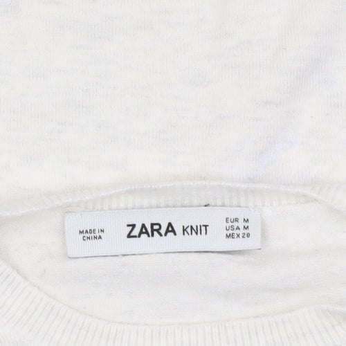 Zara Women's White Knit Pullover Jumper M