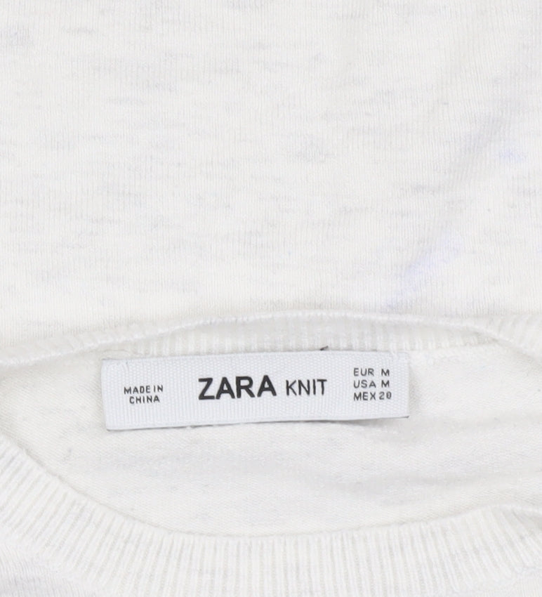 Zara Women's White Knit Pullover Jumper M