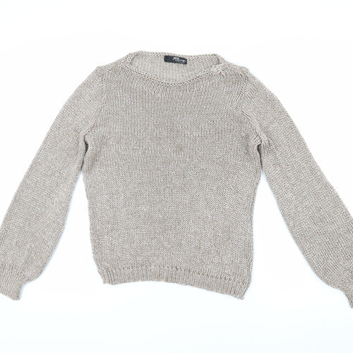 Jane Norman Women’s Beige Open-Knit Jumper Size S