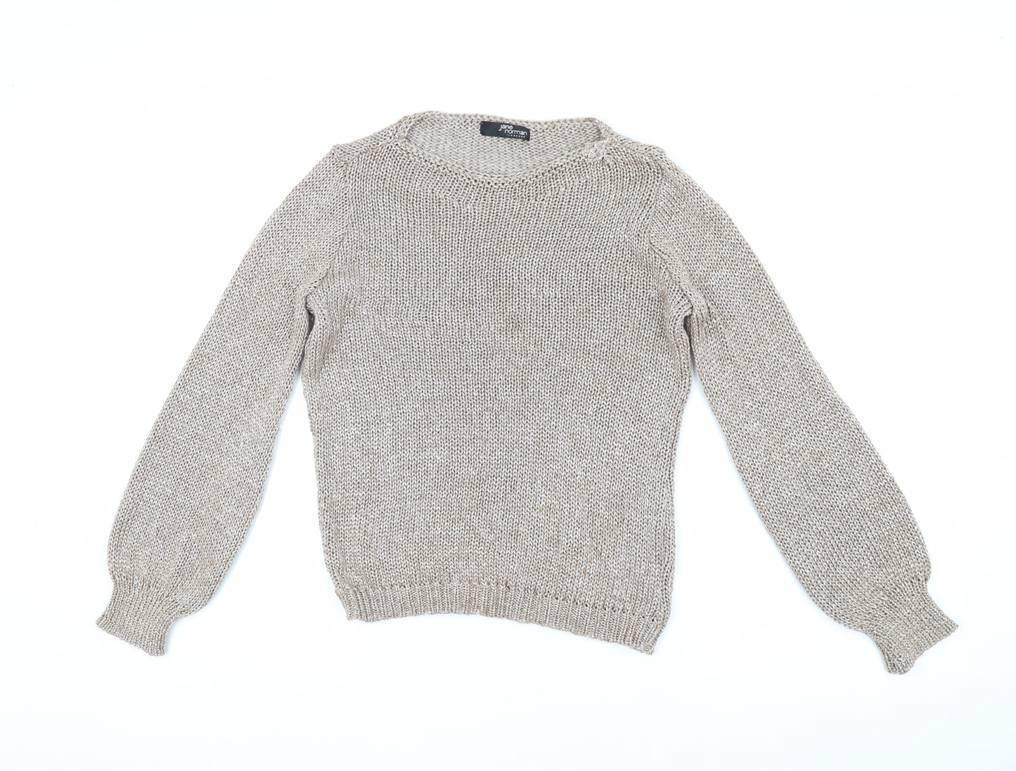 Jane Norman Women’s Beige Open-Knit Jumper Size S