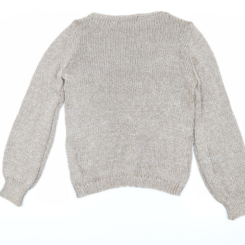 Jane Norman Women’s Beige Open-Knit Jumper Size S
