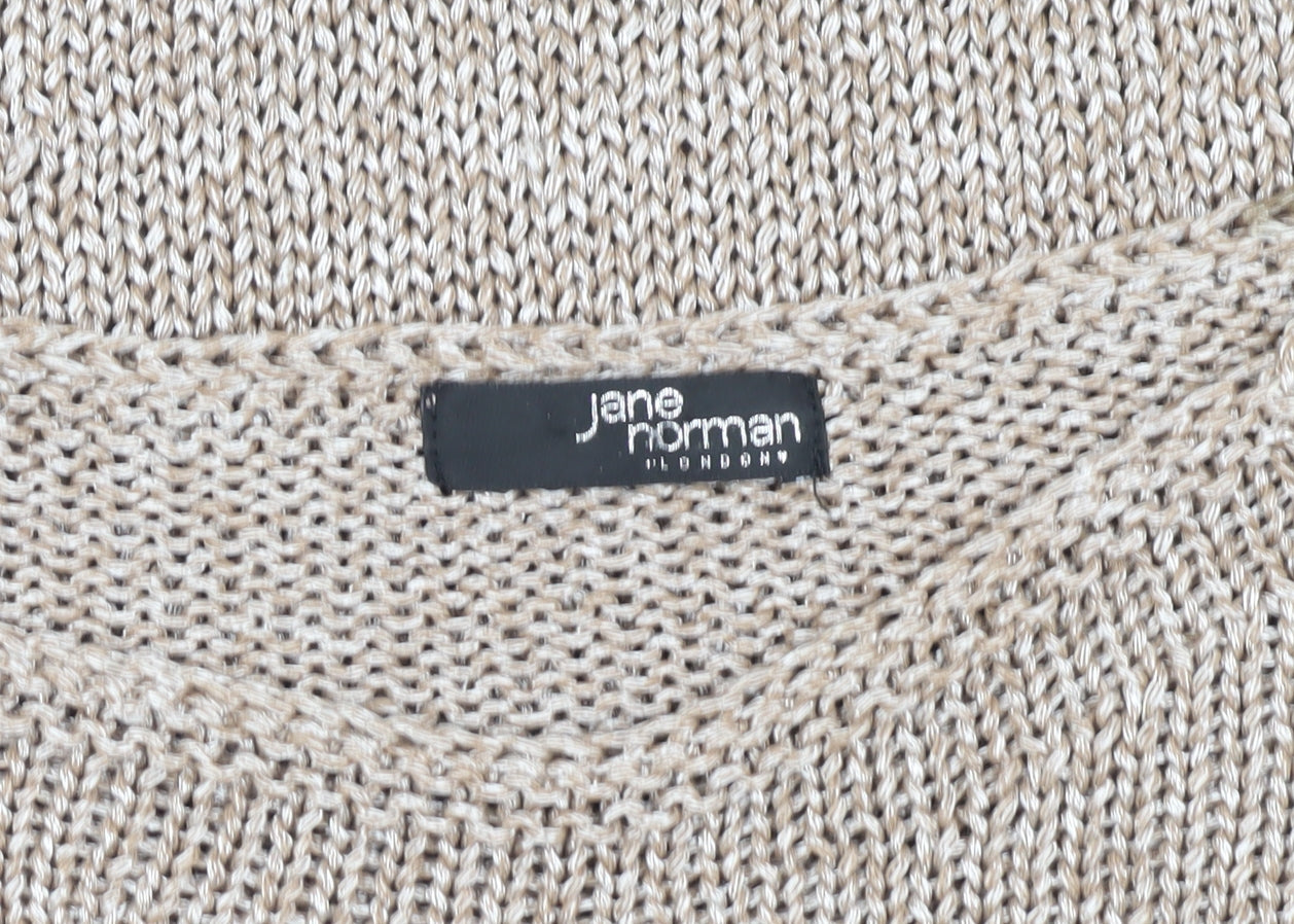 Jane Norman Women’s Beige Open-Knit Jumper Size S