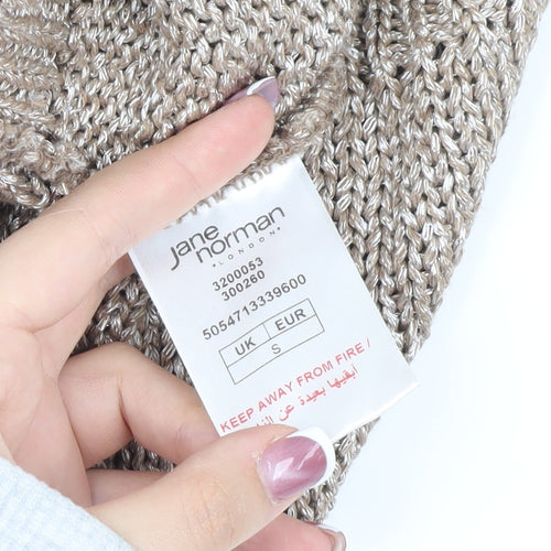 Jane Norman Women’s Beige Open-Knit Jumper Size S