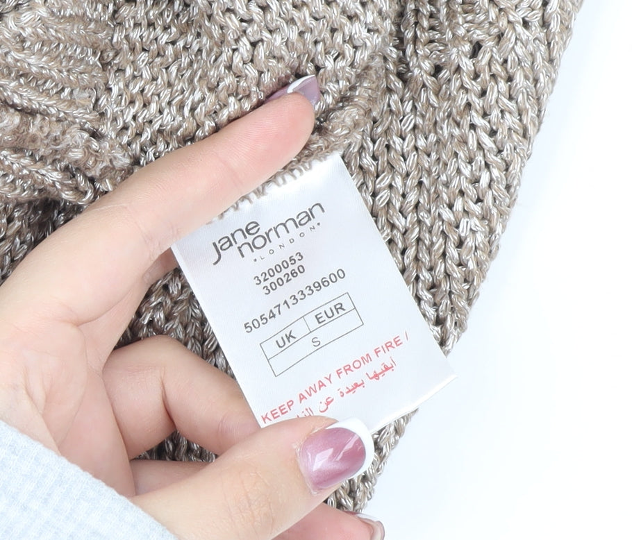 Jane Norman Women’s Beige Open-Knit Jumper Size S