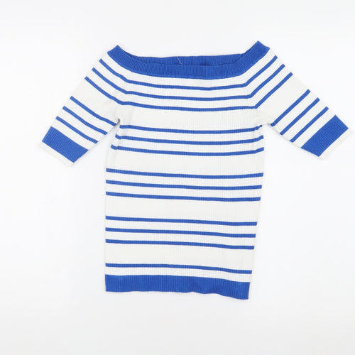 Hush Women's Blue Striped Off-Shoulder Top, Size M