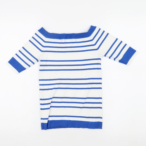 Hush Women's Blue Striped Off-Shoulder Top, Size M
