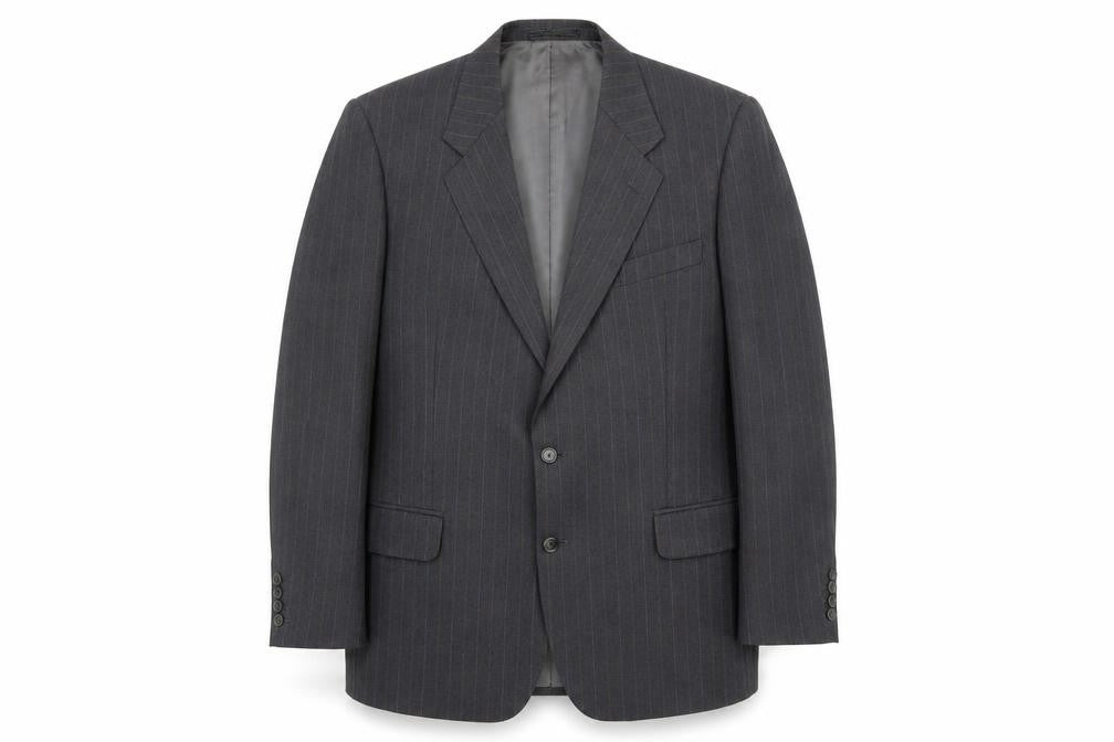 Front view of Austin Reed Men's Grey Striped Wool Blazer 42L