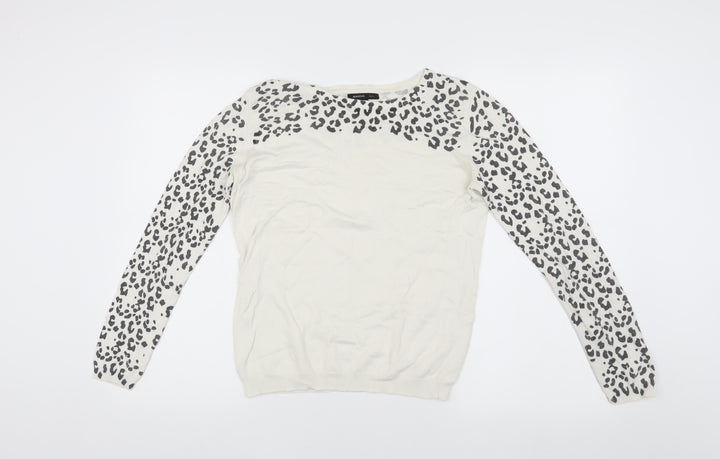 Mango Women's Ivory Animal Print Jumper S