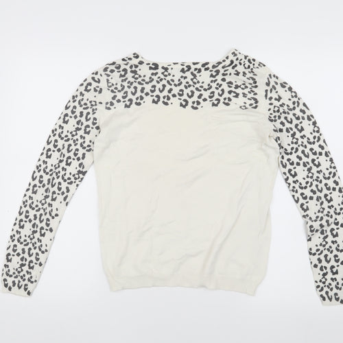 Mango Women's Ivory Animal Print Jumper S