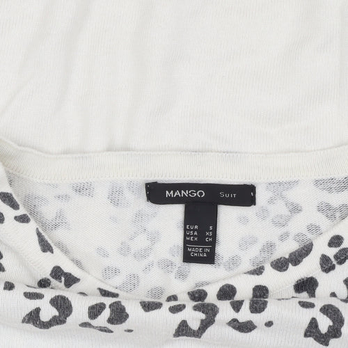 Mango Women's Ivory Animal Print Jumper S