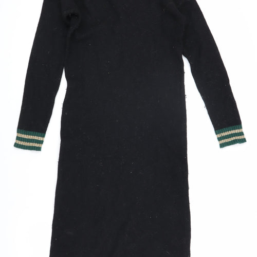 Chiaramente Women's Black Knit Dress, S, V-Neck, Winter