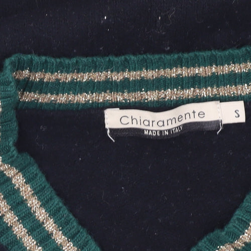 Chiaramente Women's Black Knit Dress, S, V-Neck, Winter