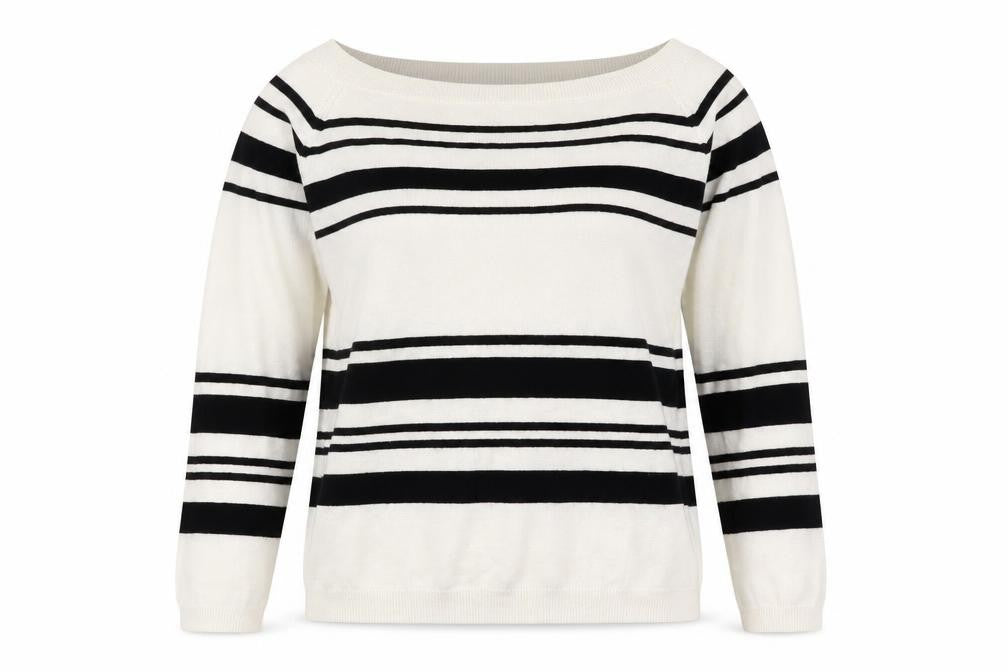 Front view of Warehouse Women's White Striped jumper, size 10