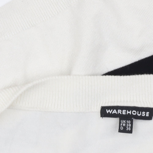 Warehouse Women's White Striped Pullover Jumper Size 10