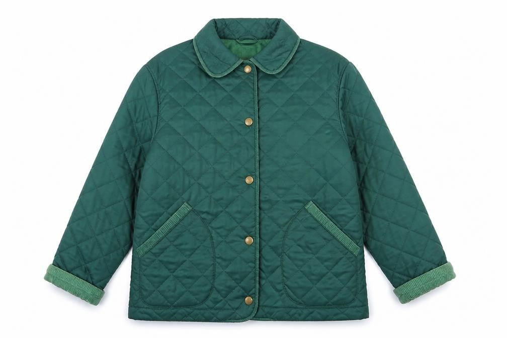 Front view of Marks & Spencer Women's Green Quilted Jacket, size 10