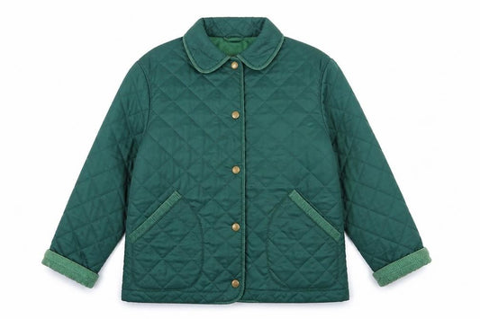 Front view of Marks & Spencer Women's Green Quilted Jacket, size 10
