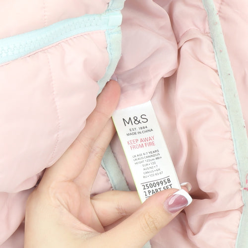 Marks and Spencer Pink Girls Puffer Jacket 6-7 Yrs