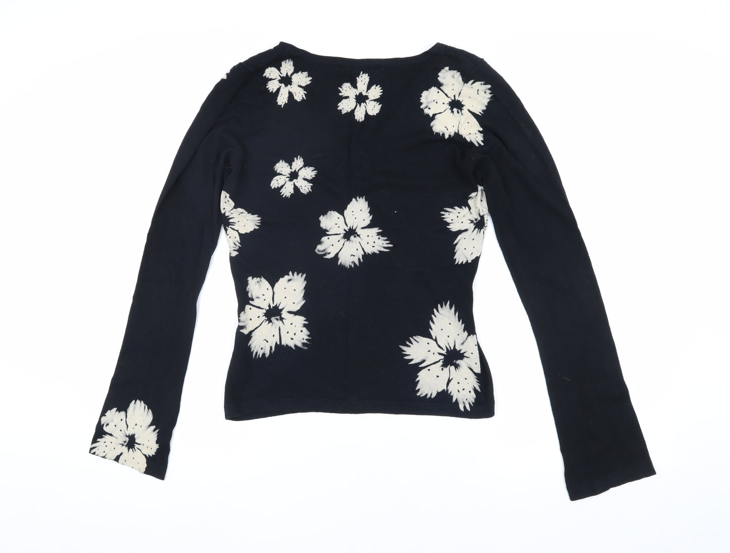 Next Women's Black V-Neck Floral Jumper Size 10