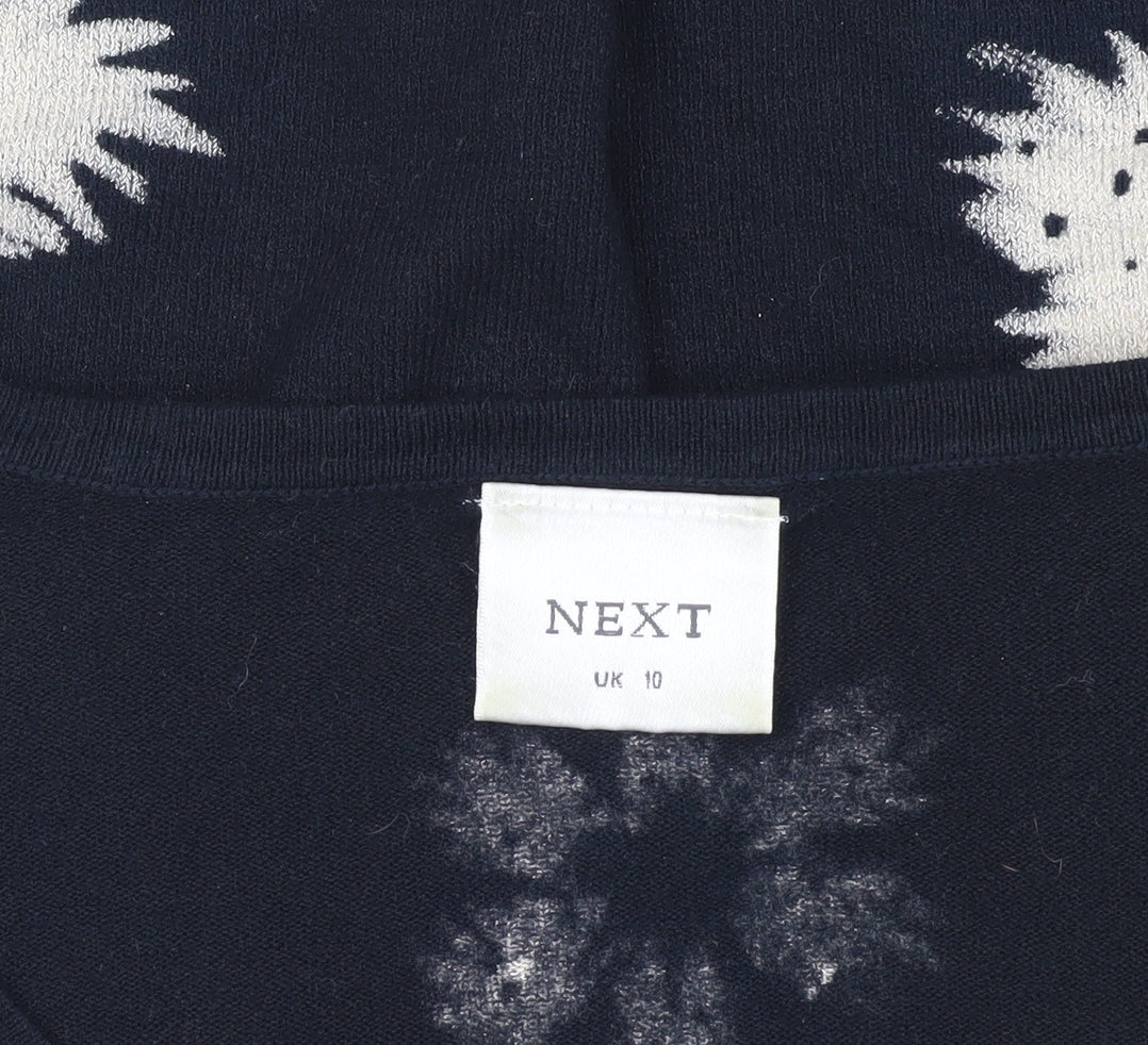 Next Women's Black V-Neck Floral Jumper Size 10