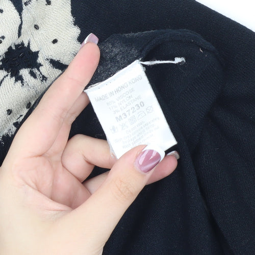 Next Women's Black V-Neck Floral Jumper Size 10