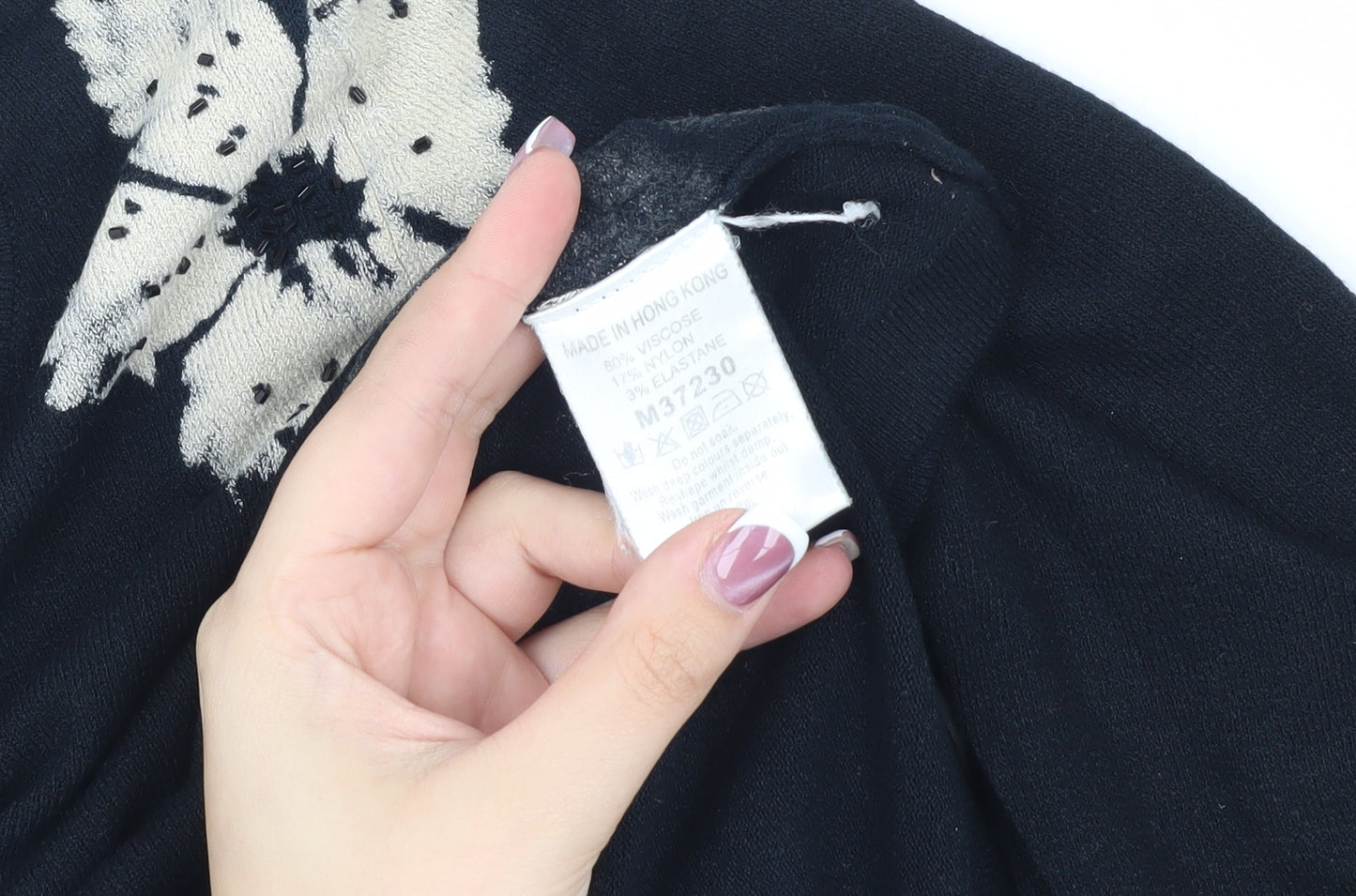 Next Women's Black V-Neck Floral Jumper Size 10