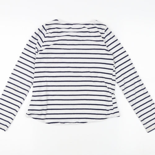 H&M Girls Blue Striped Sequin T-Shirt 9-10 Years