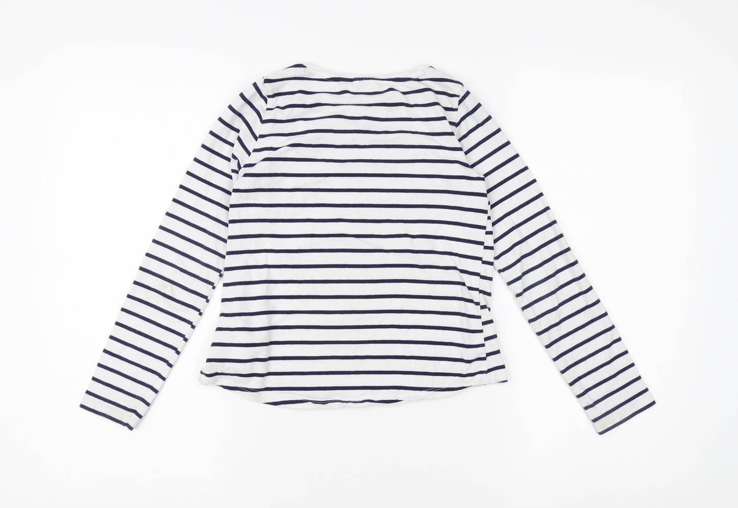 H&M Girls Blue Striped Sequin T-Shirt 9-10 Years
