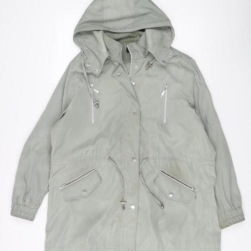 JBC Women's Grey Parka Jacket Size 16 with Hood