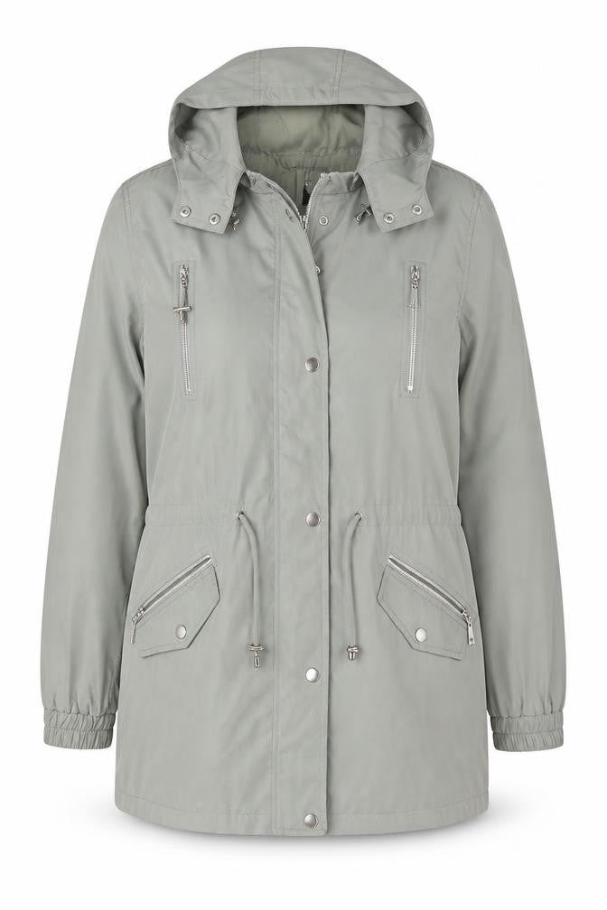 Front view of JBC Women's Grey Parka Jacket, size 16, with Hood