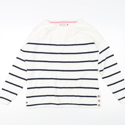 Brakeburn Womens White Striped Pullover Jumper Size 14