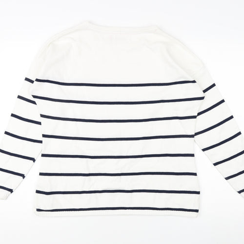 Brakeburn Womens White Striped Pullover Jumper Size 14