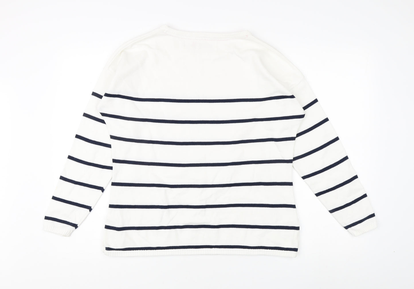 Brakeburn Womens White Striped Pullover Jumper Size 14