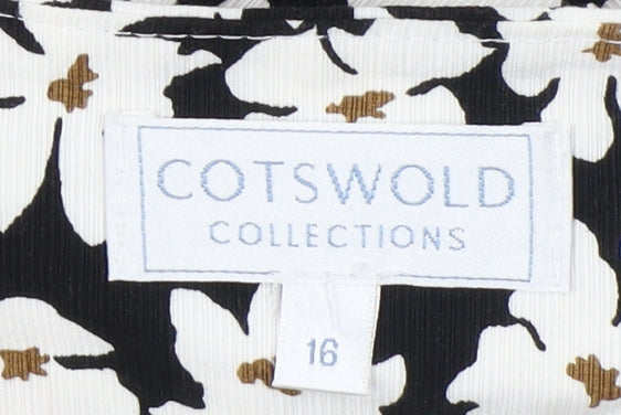 Cotswold Collections Women's Black Floral Skirt, Size 16