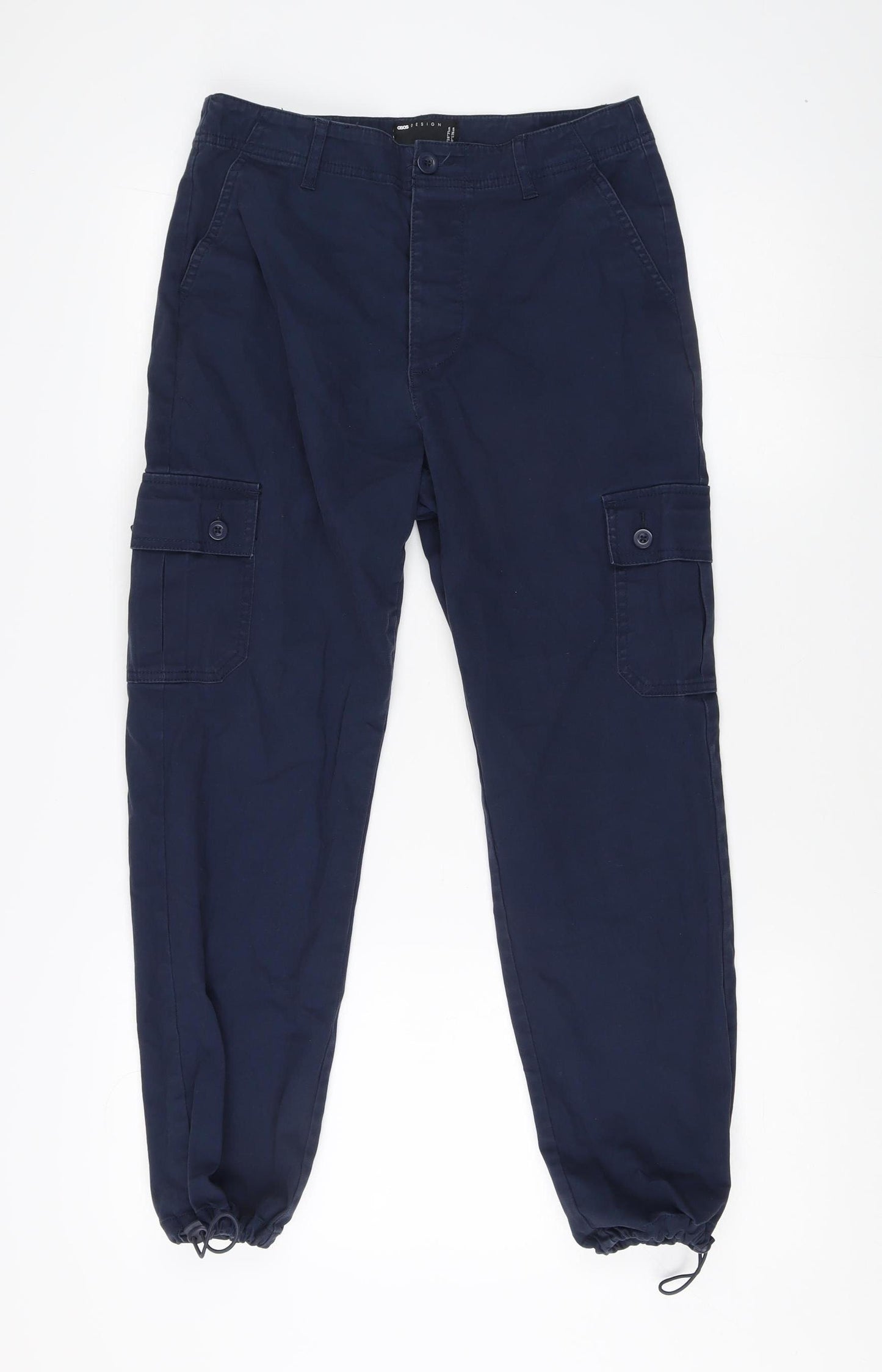 ASOS Men's Blue Cargo Trousers, Size S, Regular Fit