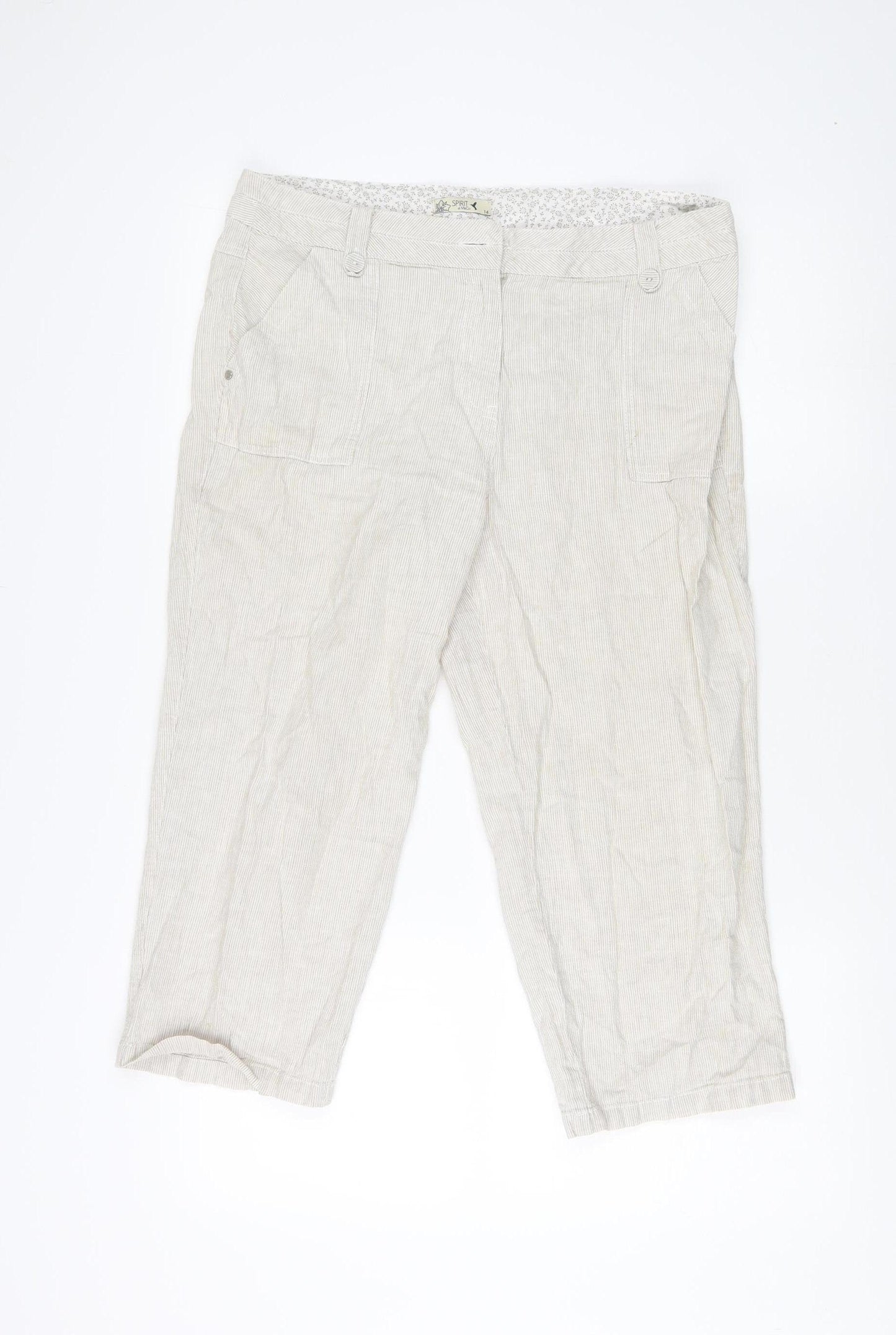 SPIRIT at M&Co Beige Cropped Trousers Size 14