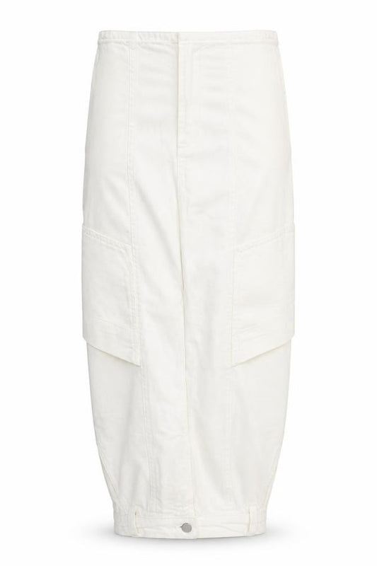 Front view of Mint Velvet Women's White Cargo Midi Skirt, size 6