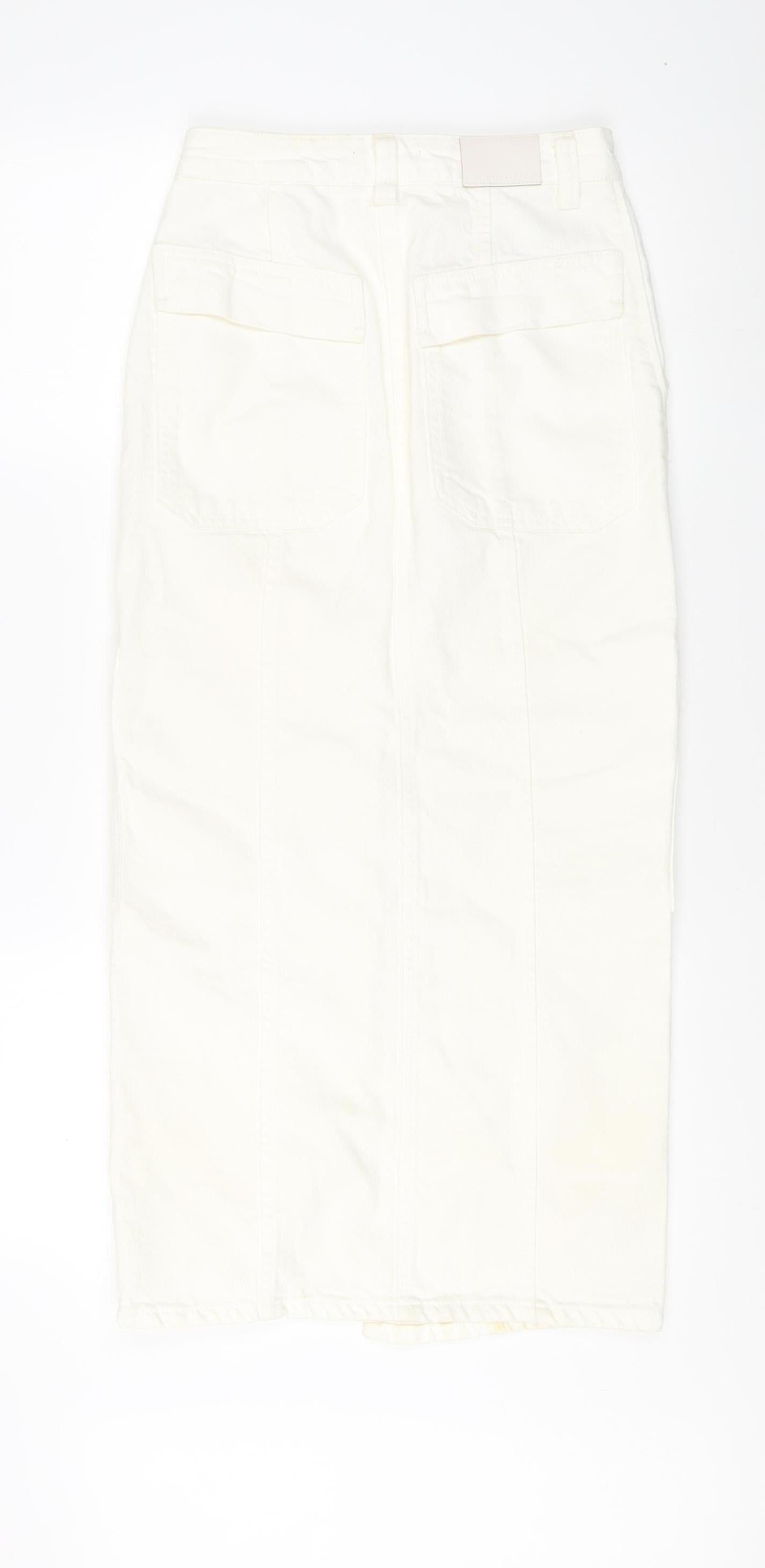 Mint Velvet Women's White Cargo Midi Skirt Size 6