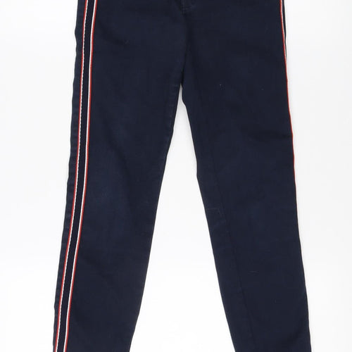 Zara Women Blue Skinny Jeans, Size 6, Striped Accents