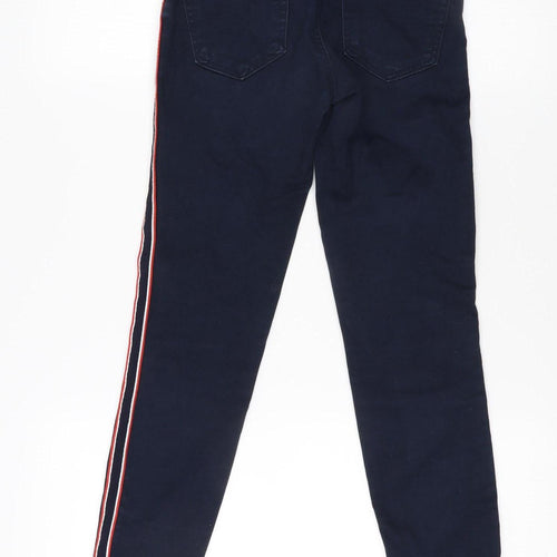 Zara Women Blue Skinny Jeans, Size 6, Striped Accents
