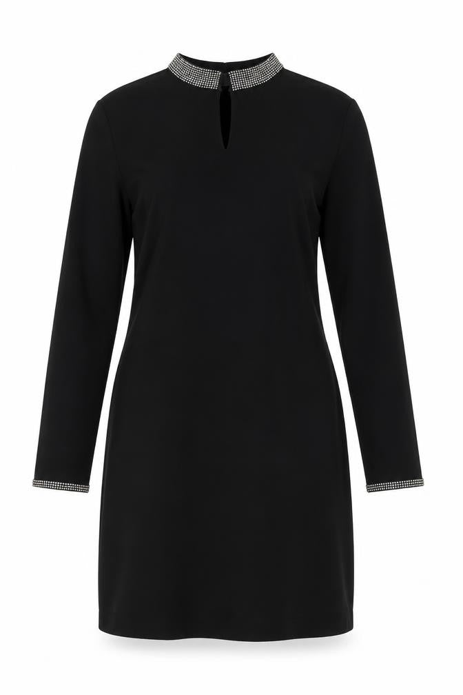 Front view of Warehouse Women Black Long Sleeve Dress, size 10