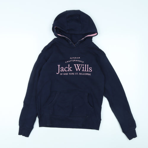Jack Wills Girls Blue Pullover Hoodie 10-11 Years