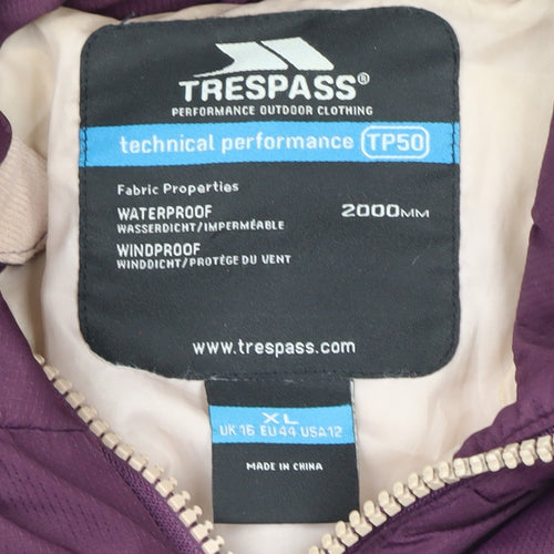 Trespass Womens Purple Puffer Jacket XL Waterproof