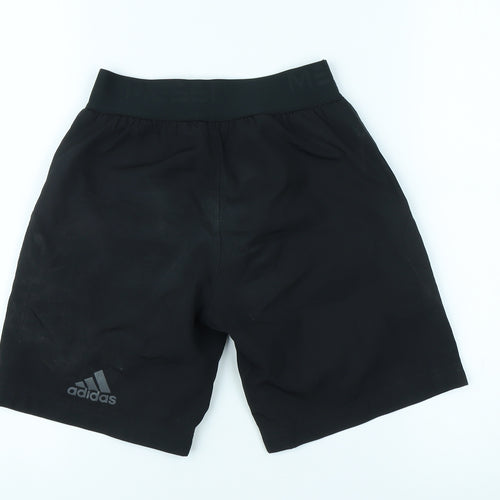 Adidas Boys Black Football Shorts Size S Elastic Waist
