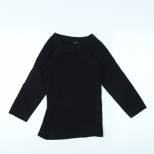 River Island Women's Black 3/4 Sleeve Boat Neck Top