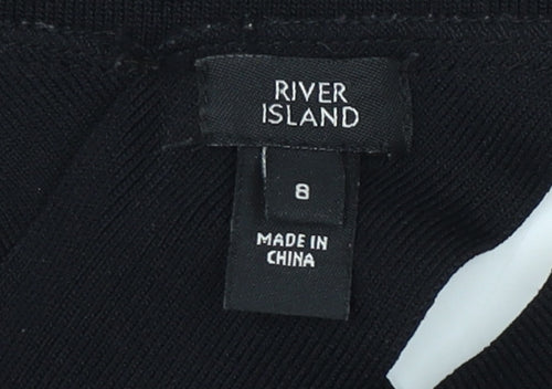 River Island Women's Black 3/4 Sleeve Boat Neck Top