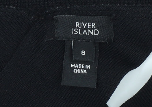 River Island Women's Black 3/4 Sleeve Boat Neck Top