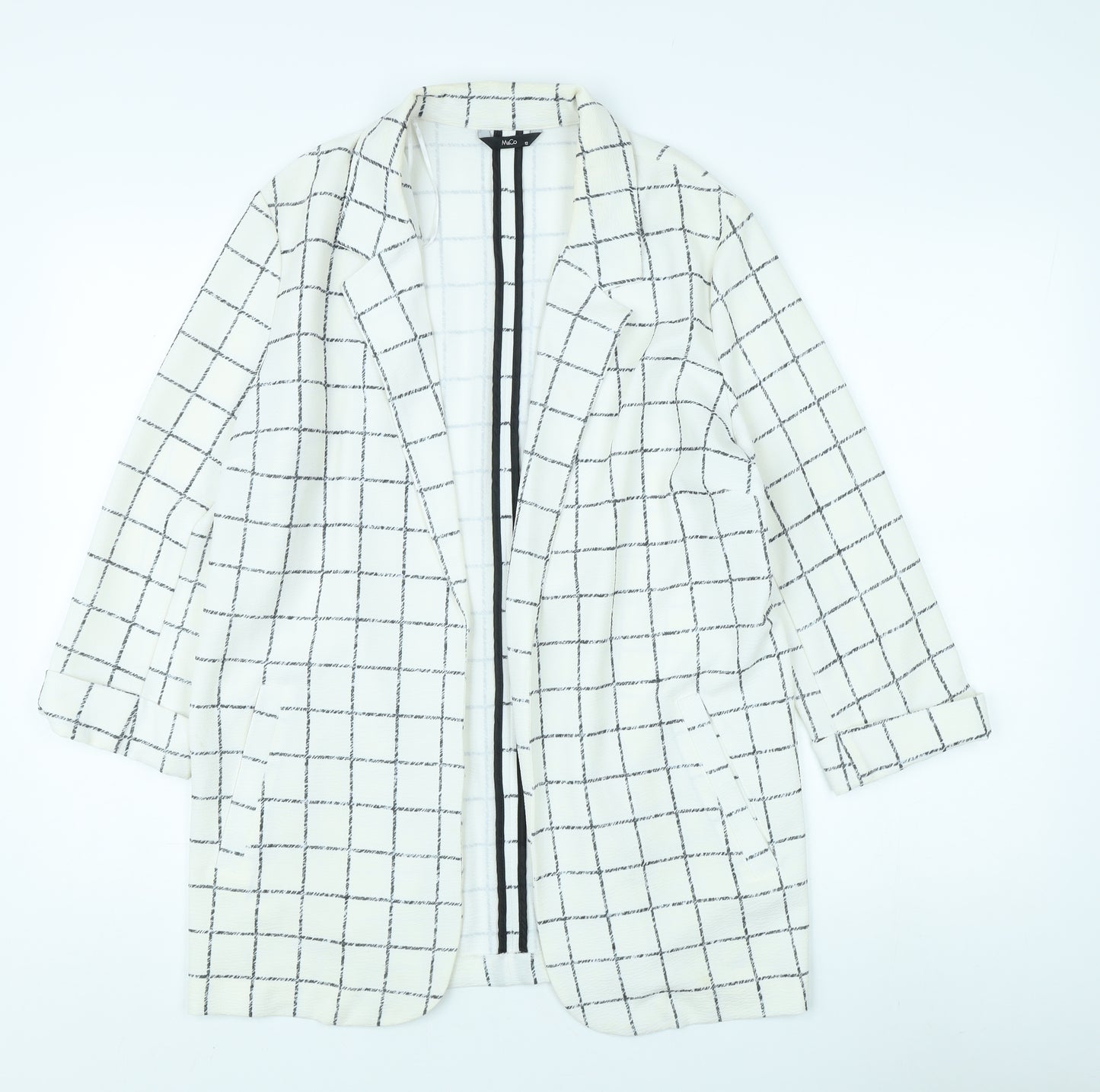 M&Co Women's White Checked Coat Size 12